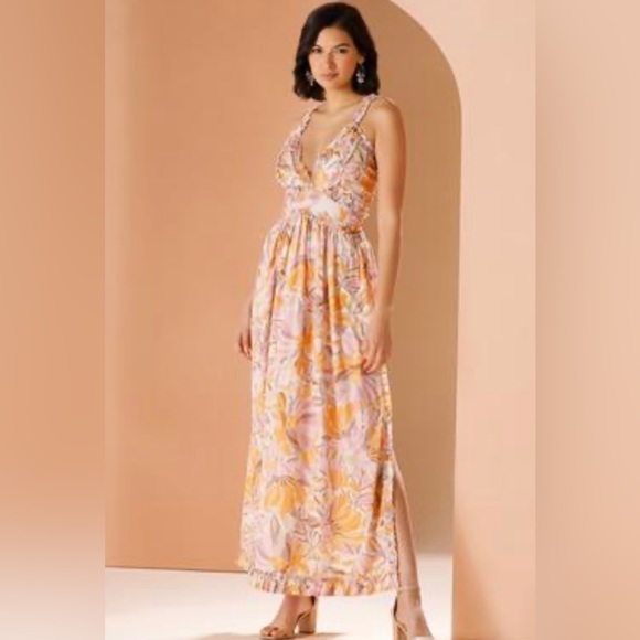 NWT Maxi Dress Floral Boho Cabana Women’s Size Large Lined - Picture 2 of 6